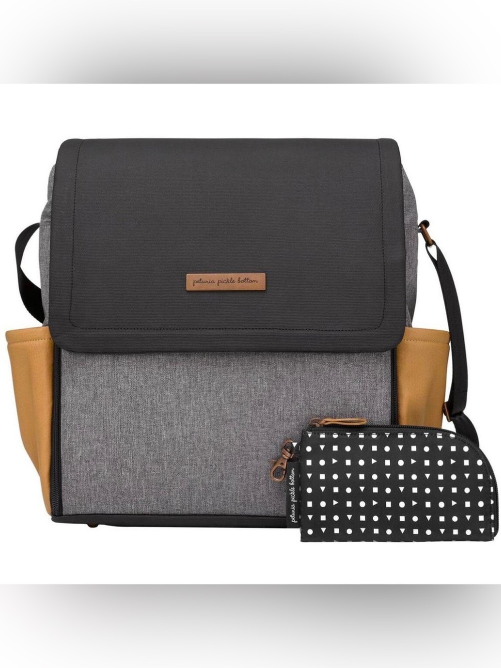 Petunia Pickle Bottom Black, Graphite, & Camel Boxy Backpack